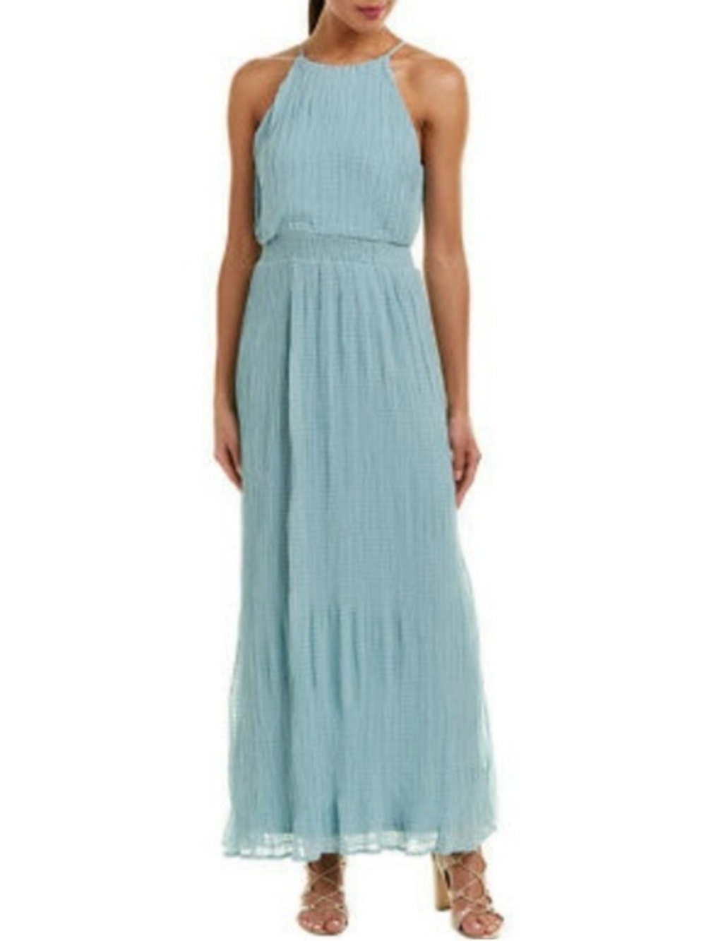 ASTR The Label Pleated High Neck Maxi Dress Seafoam